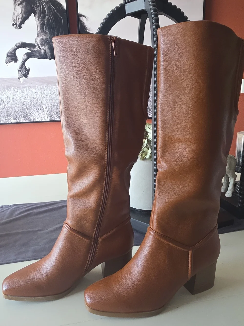 BareTraps Size 9 Tall Cognac Over-the-Knee Boots